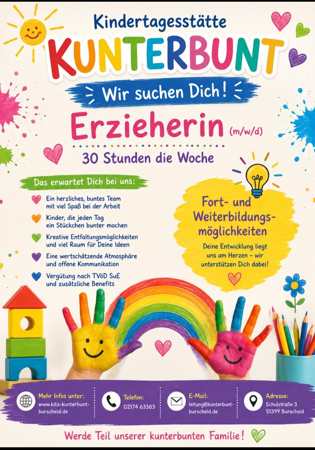 Stellenausschreibung für die Kita Kunterbunt